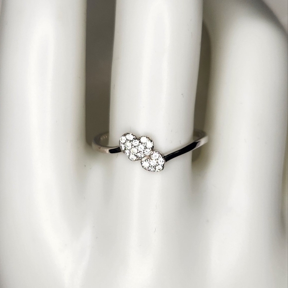 Double heart Rhinestone 💕 Ring S925 - Picture 2 of 2